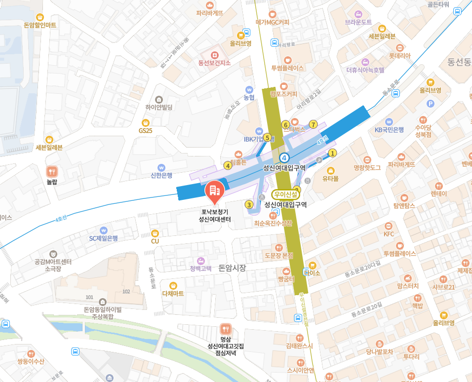 포낙보청기 성신여대점 위치 지도 — 성북구 동소문로 94